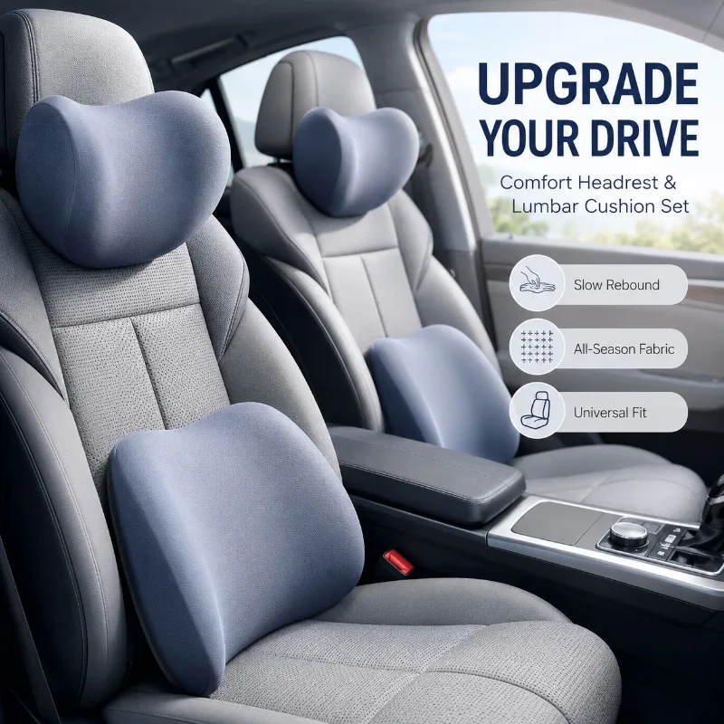 Memory Foam Car Neck Pillow Lumbar Support - Car Neck Pillow Protector Memory Foam