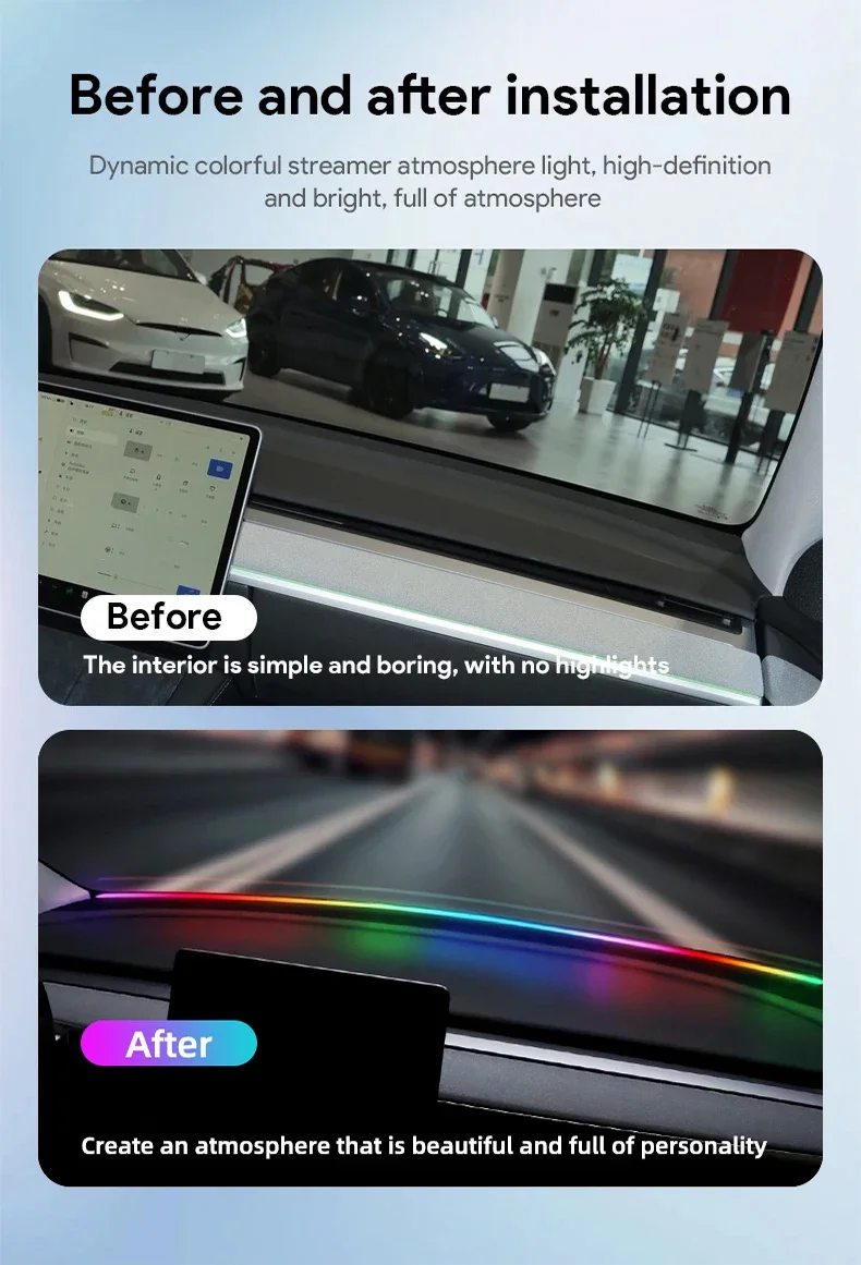 140/150CM LED Car Ambient Ligh - Led Ambient Interior Car Lights App Control 评论和价格