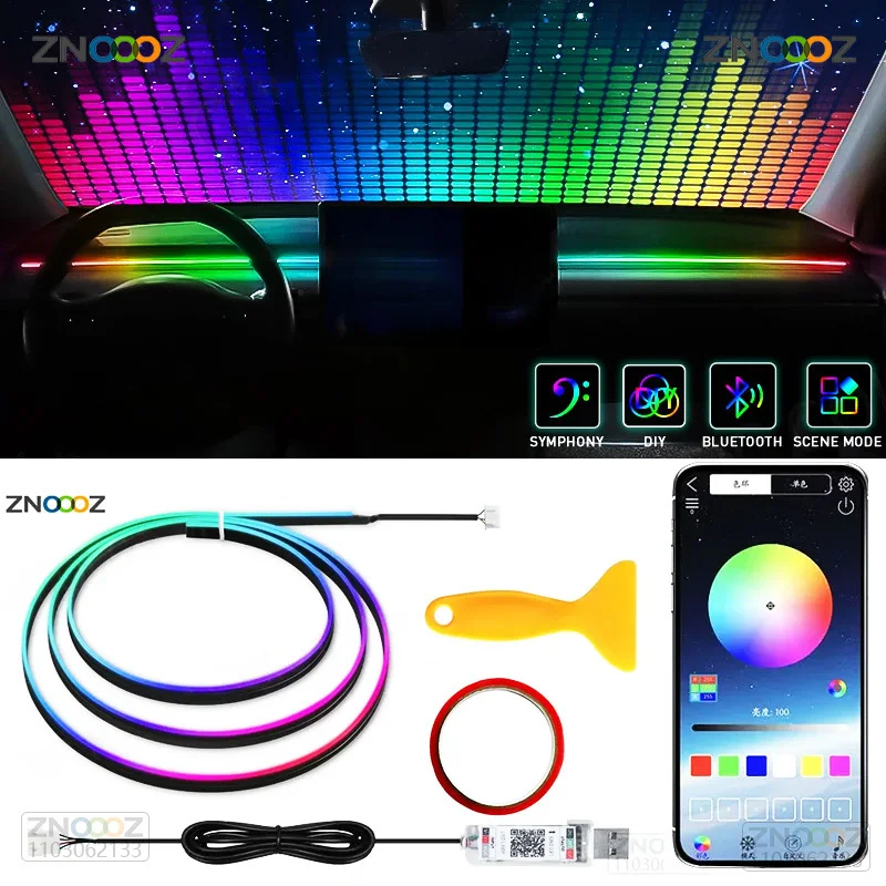 ZNOOOZ 140cm Car Ambient Light - Led Ambient Interior Car Lights App Control 评论和价格