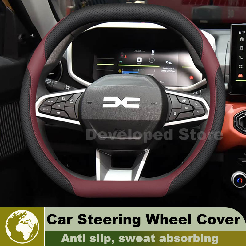 Leather Car Steering Wheel Cov - Car Steering Wheel Cover Anti Slip Breathable 评论和价格