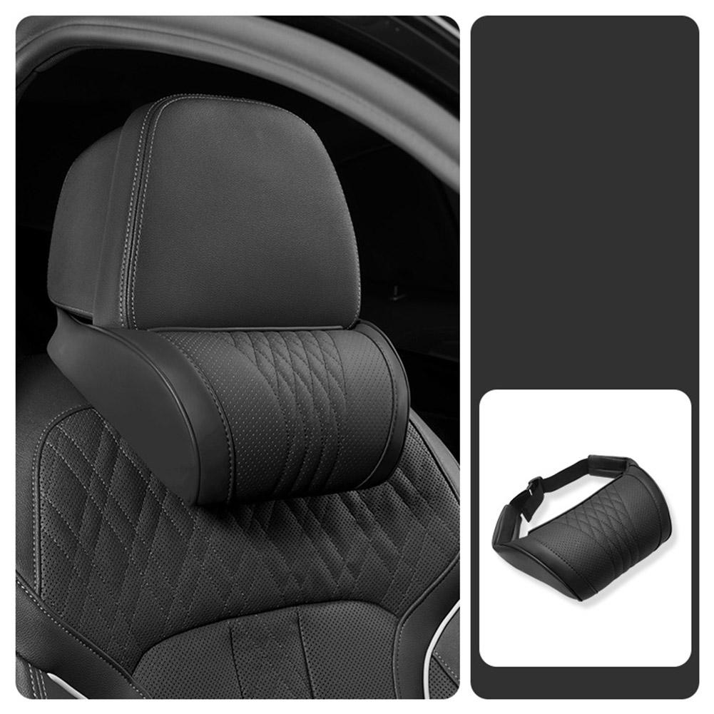 Luxury Leather Car Headrest Pi - Memory Foam Car Neck Pillow Lumbar Support 评论和价格